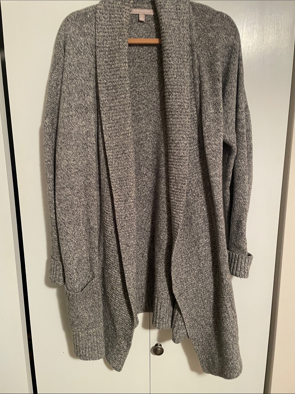 Banana Republic Heather Gray Open-Front Knit Cardigan Size L